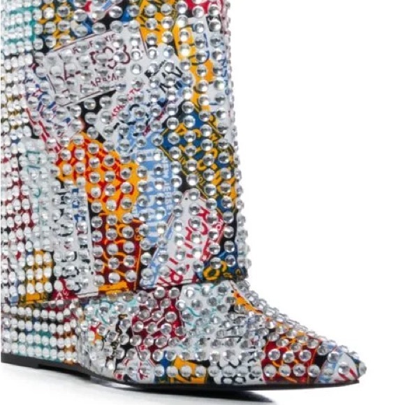 •My Way• Rhinestone Embellished Rhinestone Fold Over Wedge Boots by Azalea Wang - Picture 5 of 5